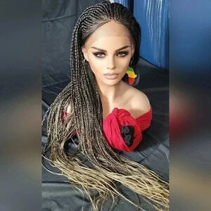 .Beautiful Braided  lace wig, short wig  ombre wigs, afro wig, 100% handmade NWT